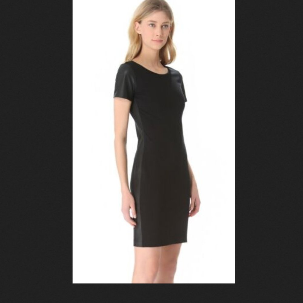 Theory Pryor Leilana Leather Combo Black Mini Dress